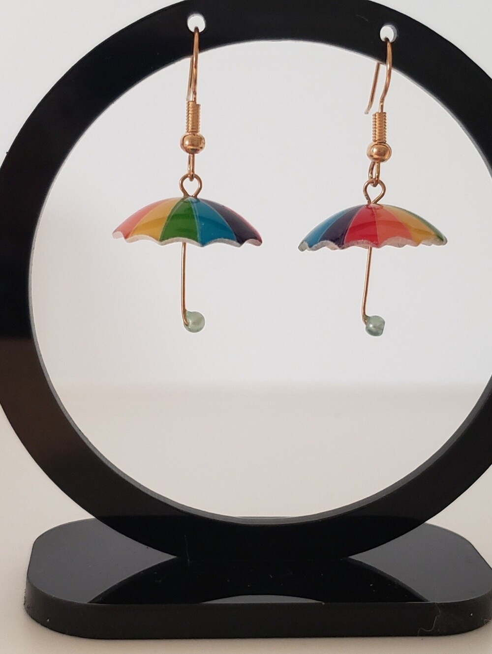 One Pair Rainbow Umbrella Drop Earrings - Multicolor